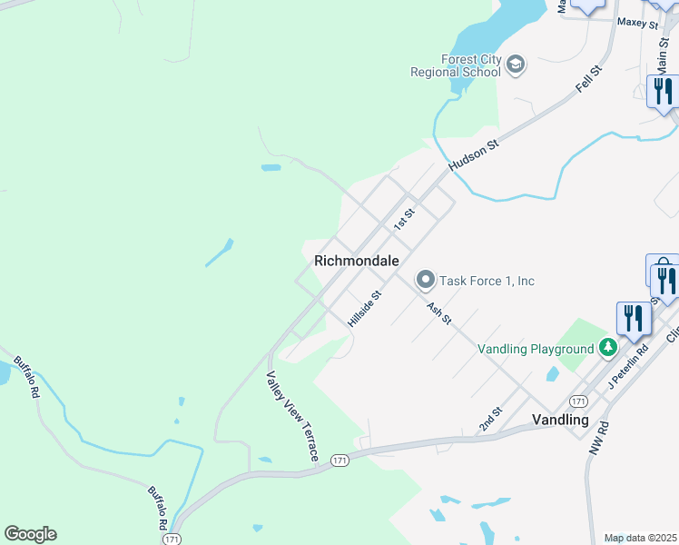 map of restaurants, bars, coffee shops, grocery stores, and more near in Richmondale