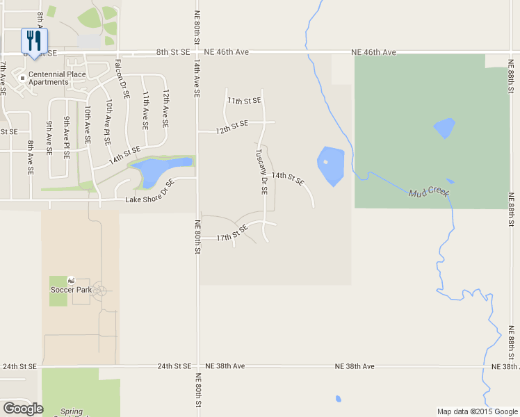 map of restaurants, bars, coffee shops, grocery stores, and more near 1544 Tuscany Drive Southeast in Altoona