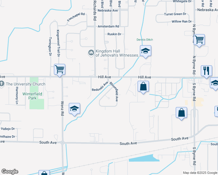 map of restaurants, bars, coffee shops, grocery stores, and more near 52 San Rafael Ave in Toledo