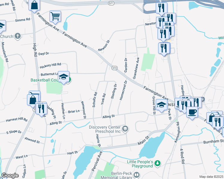 map of restaurants, bars, coffee shops, grocery stores, and more near 29 York Road in Berlin