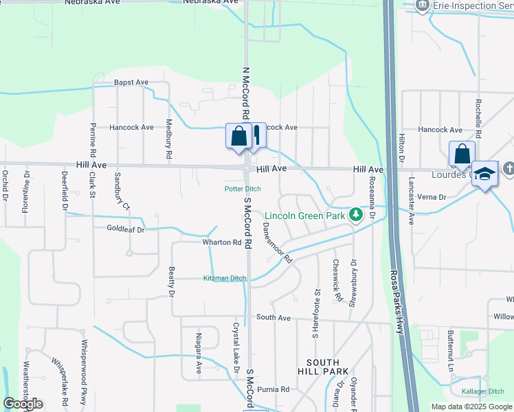 map of restaurants, bars, coffee shops, grocery stores, and more near 117 Danesmoor Road in Holland