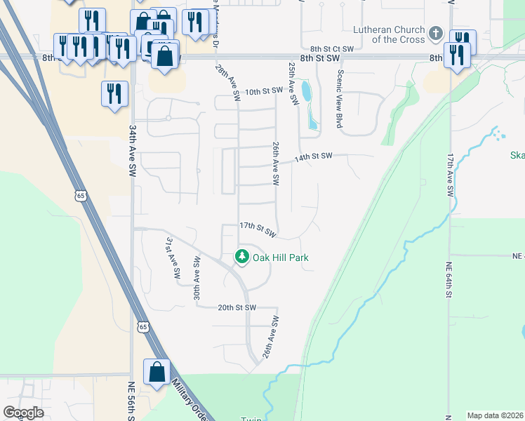 map of restaurants, bars, coffee shops, grocery stores, and more near 2608 16th Street Southwest in Altoona