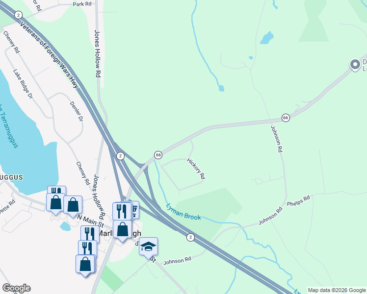 map of restaurants, bars, coffee shops, grocery stores, and more near 58 Hebron Road in Marlborough