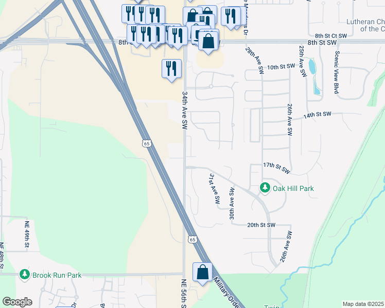 map of restaurants, bars, coffee shops, grocery stores, and more near 1665 34th Avenue Southwest in Altoona