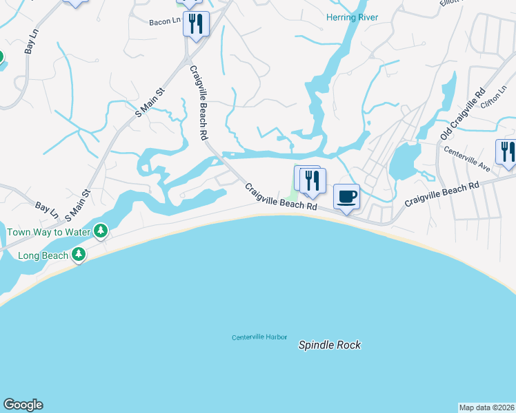 map of restaurants, bars, coffee shops, grocery stores, and more near 7 Long Beach Road in Barnstable