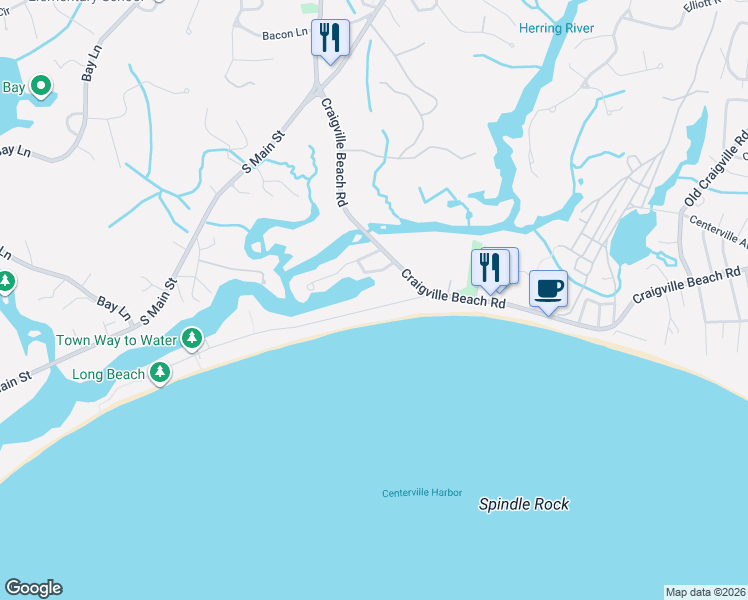 map of restaurants, bars, coffee shops, grocery stores, and more near 48 Long Beach Road in Barnstable