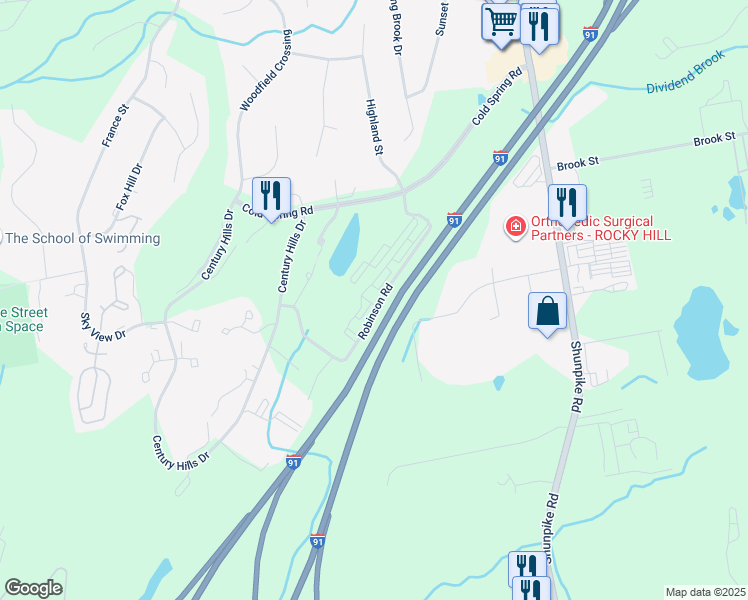 map of restaurants, bars, coffee shops, grocery stores, and more near 400 Cold Spring Road in Rocky Hill