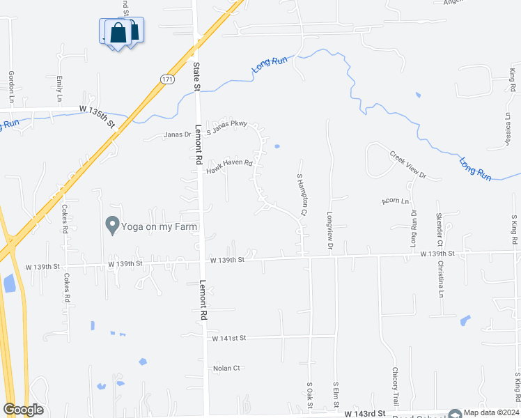 map of restaurants, bars, coffee shops, grocery stores, and more near 15450 Purley Court in Homer Glen