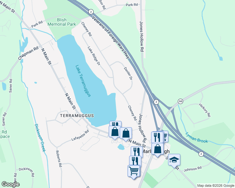 map of restaurants, bars, coffee shops, grocery stores, and more near 59 Cheney Road in Marlborough
