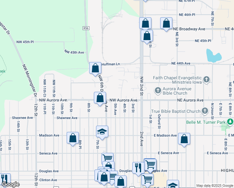 map of restaurants, bars, coffee shops, grocery stores, and more near 4230 Northwest 4th Street in Des Moines