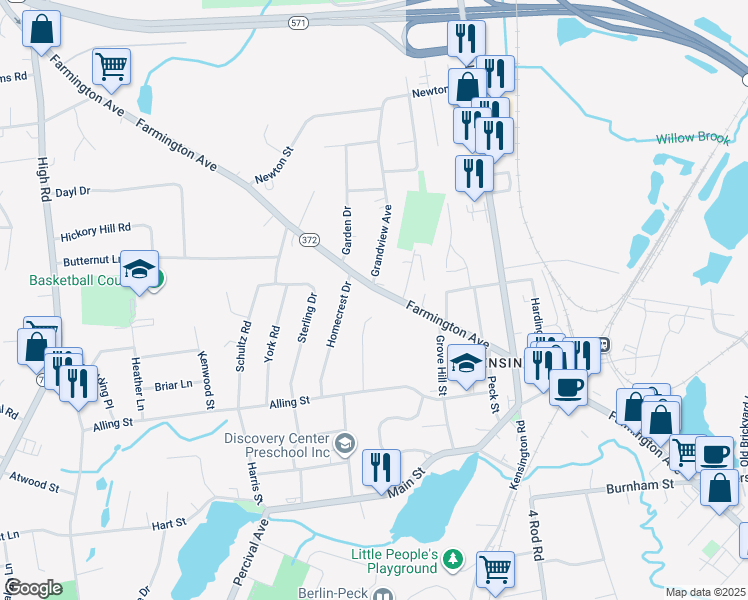 map of restaurants, bars, coffee shops, grocery stores, and more near 81 Alling Court in Berlin