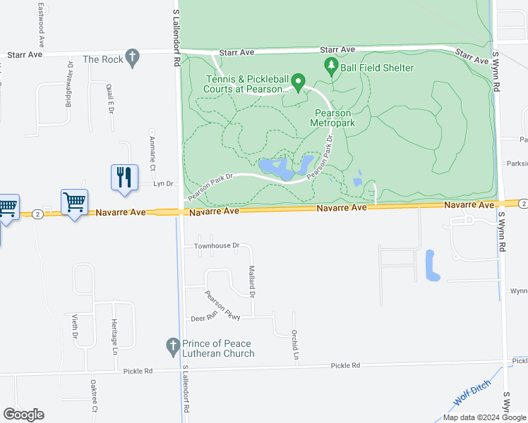 map of restaurants, bars, coffee shops, grocery stores, and more near 4350 Navarre Avenue in Oregon