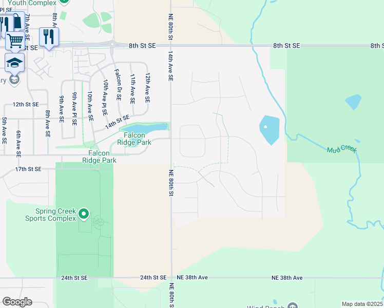 map of restaurants, bars, coffee shops, grocery stores, and more near 1468 Indigo Drive Southeast in Altoona