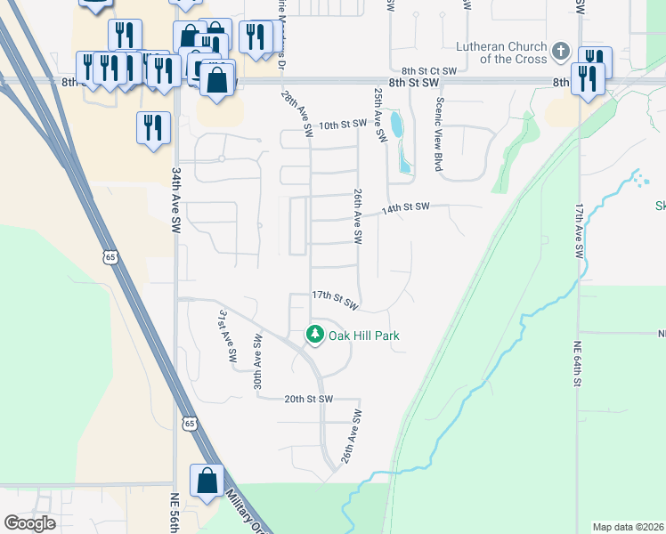 map of restaurants, bars, coffee shops, grocery stores, and more near 16th Street Southwest in Altoona