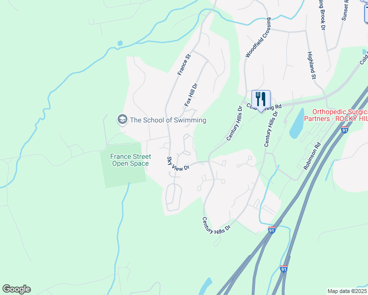 map of restaurants, bars, coffee shops, grocery stores, and more near 3 Augusta Circle in Rocky Hill
