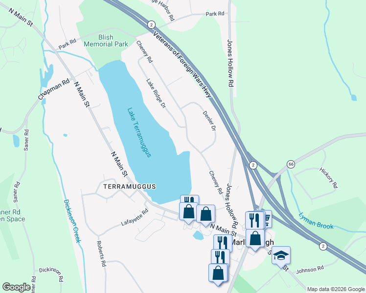 map of restaurants, bars, coffee shops, grocery stores, and more near 59 Cheney Road in Marlborough