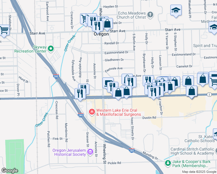 map of restaurants, bars, coffee shops, grocery stores, and more near 612 Lawnsdale Drive in Oregon