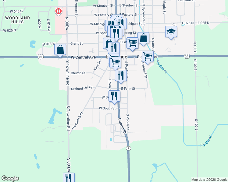 map of restaurants, bars, coffee shops, grocery stores, and more near 648 Union Street in LaGrange