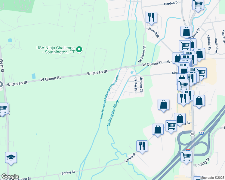 map of restaurants, bars, coffee shops, grocery stores, and more near 7 Sycamore Road in Southington