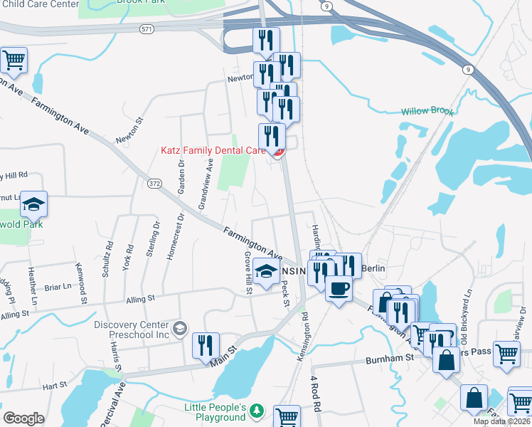 map of restaurants, bars, coffee shops, grocery stores, and more near 29 Langdon Court in Berlin