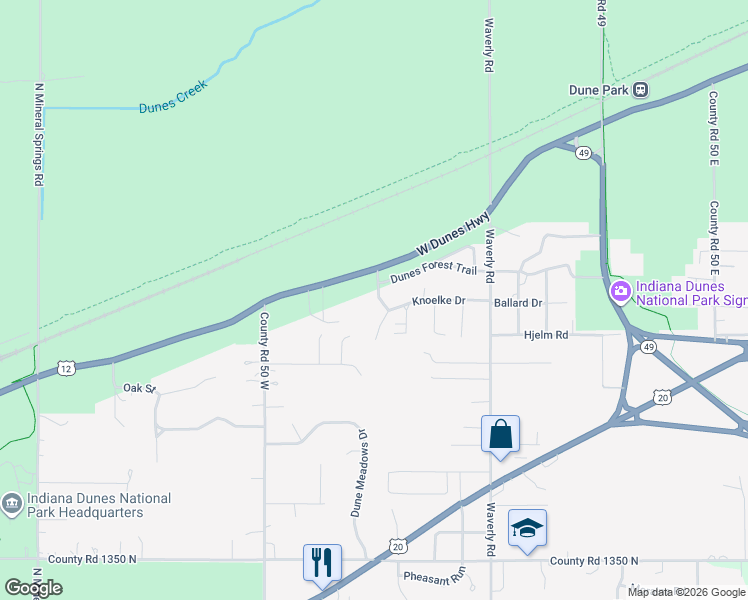 map of restaurants, bars, coffee shops, grocery stores, and more near 1560 Clark Drive in Porter