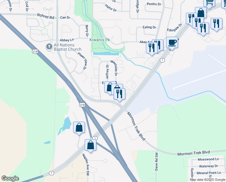 map of restaurants, bars, coffee shops, grocery stores, and more near in Iowa City