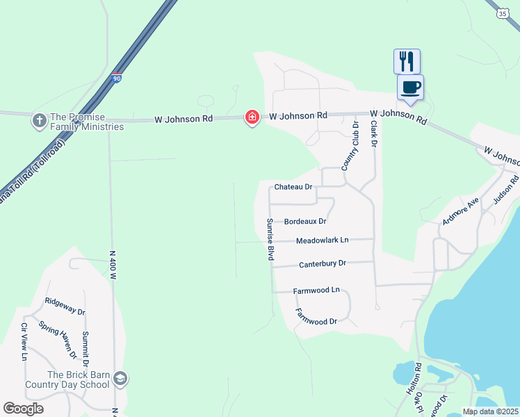 map of restaurants, bars, coffee shops, grocery stores, and more near 392 Sunrise Boulevard in La Porte