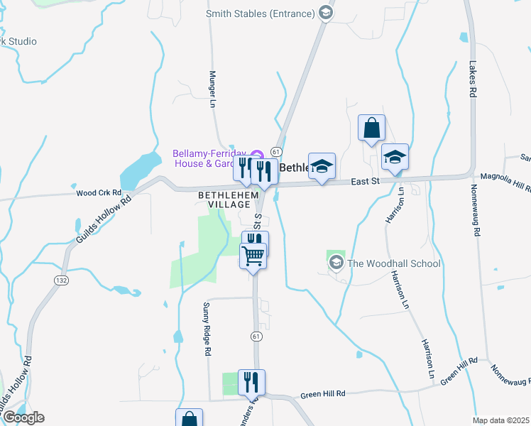 map of restaurants, bars, coffee shops, grocery stores, and more near 15 Main Street South in Bethlehem