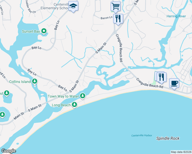 map of restaurants, bars, coffee shops, grocery stores, and more near 56 Ladd Road in Barnstable
