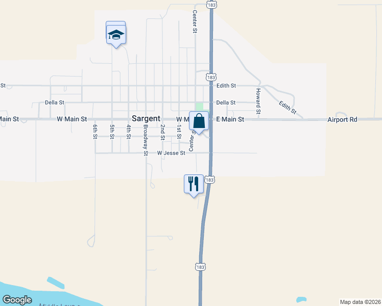 map of restaurants, bars, coffee shops, grocery stores, and more near 265 Jessie Street in Sargent