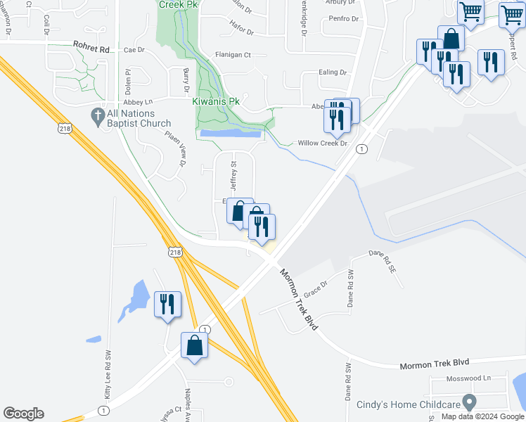 map of restaurants, bars, coffee shops, grocery stores, and more near 1620 Iowa 1 in Iowa City