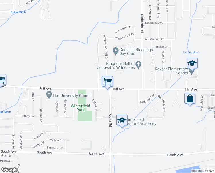 map of restaurants, bars, coffee shops, grocery stores, and more near 4404 Hill Avenue in Toledo
