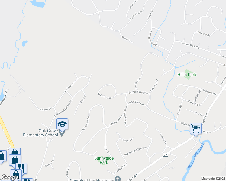map of restaurants, bars, coffee shops, grocery stores, and more near 105 Hillis Terrace in Poughkeepsie