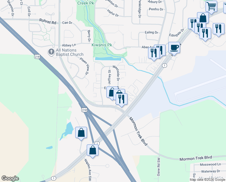 map of restaurants, bars, coffee shops, grocery stores, and more near in Iowa City