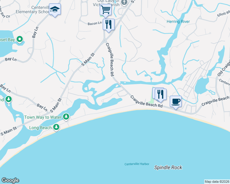 map of restaurants, bars, coffee shops, grocery stores, and more near 34 Short Beach Road in Barnstable