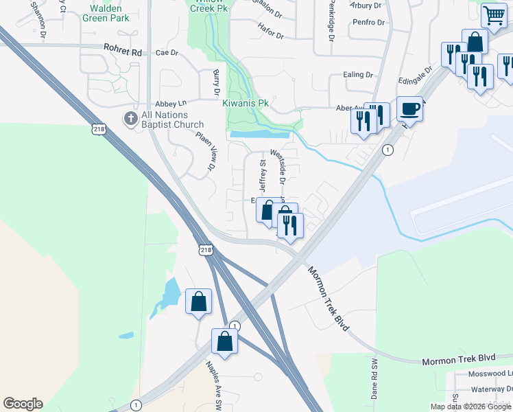 map of restaurants, bars, coffee shops, grocery stores, and more near 1931 Earl Road in Iowa City
