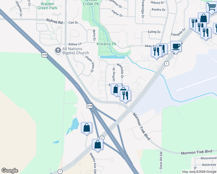 map of restaurants, bars, coffee shops, grocery stores, and more near 1931 Earl Road in Iowa City