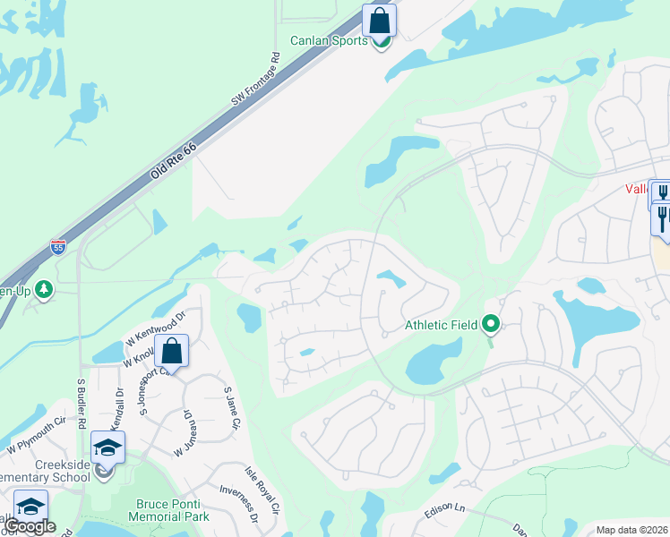 map of restaurants, bars, coffee shops, grocery stores, and more near 21344 West Juniper Lane in Plainfield