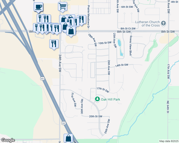 map of restaurants, bars, coffee shops, grocery stores, and more near 1408 Bailie Lane Southwest in Altoona