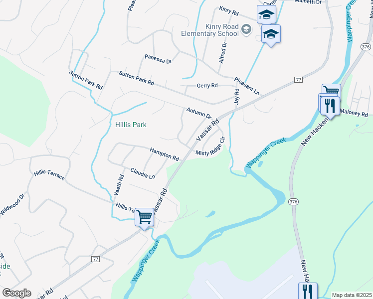 map of restaurants, bars, coffee shops, grocery stores, and more near 3 Sugar Maple Road in Poughkeepsie