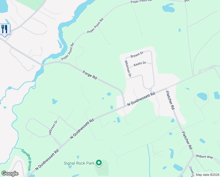 map of restaurants, bars, coffee shops, grocery stores, and more near 72 Forge Road in North Kingstown