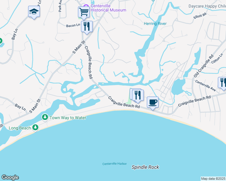 map of restaurants, bars, coffee shops, grocery stores, and more near 1094 Craigville Beach Road in Barnstable