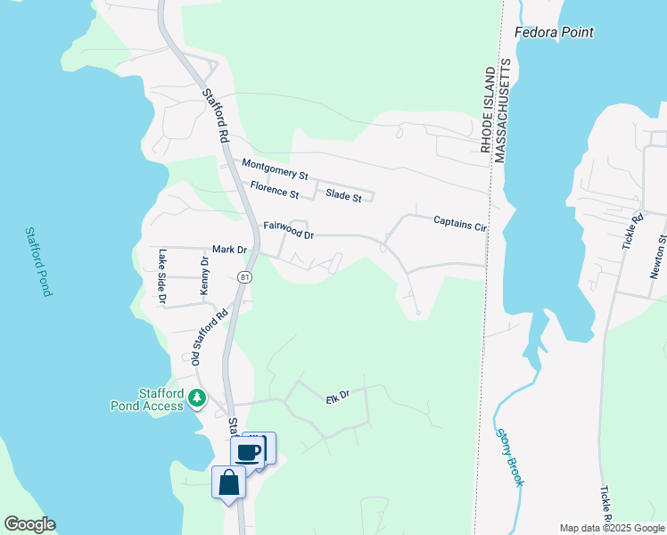 map of restaurants, bars, coffee shops, grocery stores, and more near 730 Windwood Drive in Tiverton
