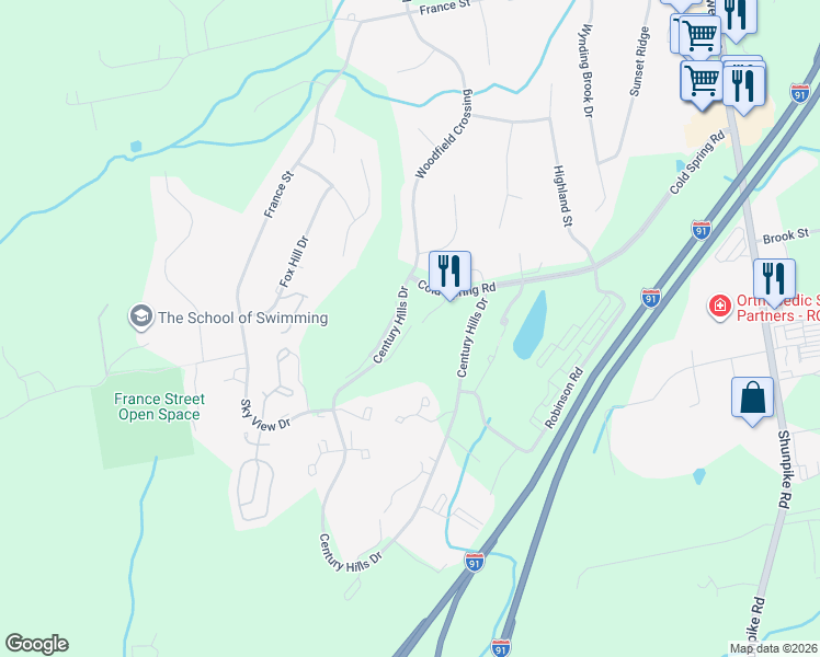 map of restaurants, bars, coffee shops, grocery stores, and more near 204 Country Club Ct in Rocky Hill