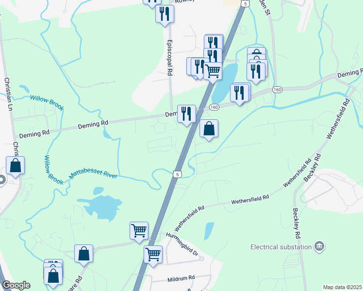 map of restaurants, bars, coffee shops, grocery stores, and more near 404 Berlin Turnpike in Berlin
