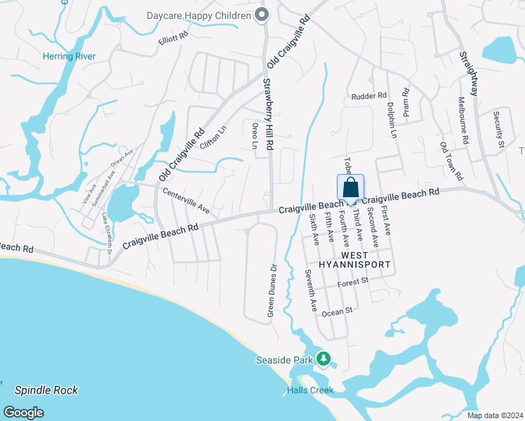 map of restaurants, bars, coffee shops, grocery stores, and more near 395 Green Dunes Drive in Barnstable