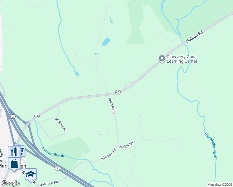 map of restaurants, bars, coffee shops, grocery stores, and more near 105 Hebron Road in Marlborough