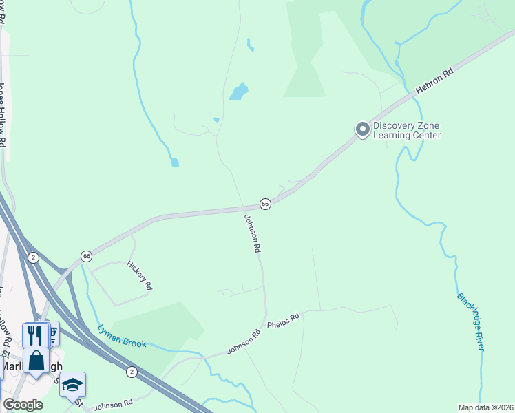 map of restaurants, bars, coffee shops, grocery stores, and more near 105 Hebron Road in Marlborough