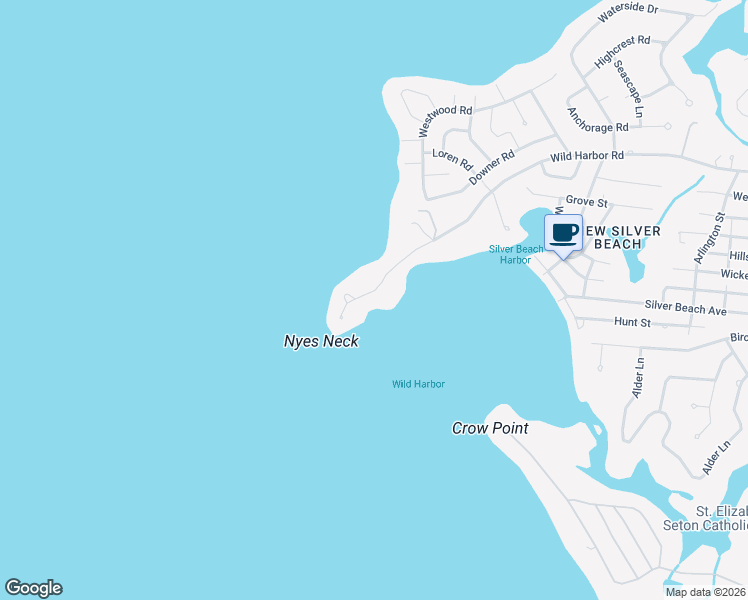map of restaurants, bars, coffee shops, grocery stores, and more near 30 Point Road in Falmouth