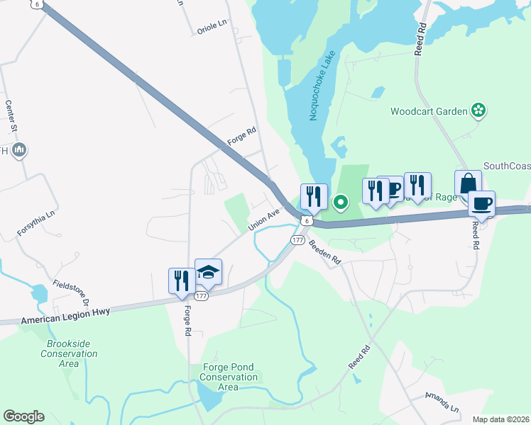map of restaurants, bars, coffee shops, grocery stores, and more near 6 Union Avenue in Westport